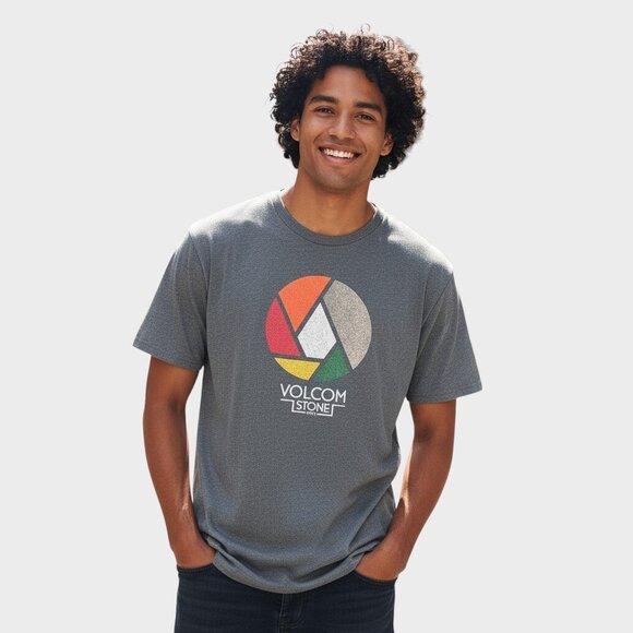 Volcom Splicer Tee Mens Large Gray Graphic Logo Skate Surf Casual Gift Ready - Picture 1 of 14